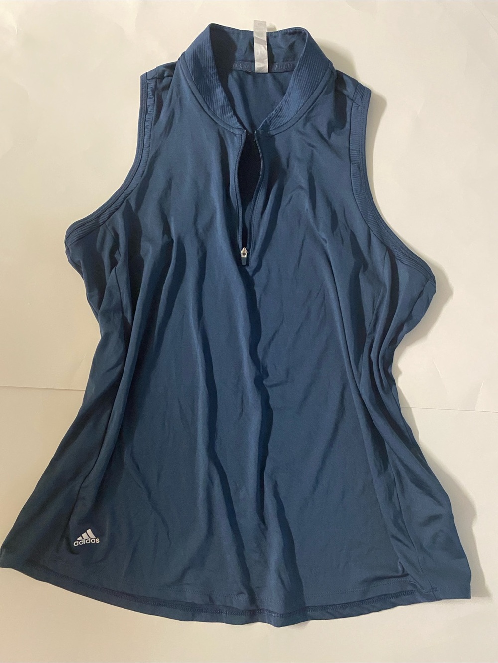 adidas Women’s Navy Sleeveless Zip Polo Tank Top